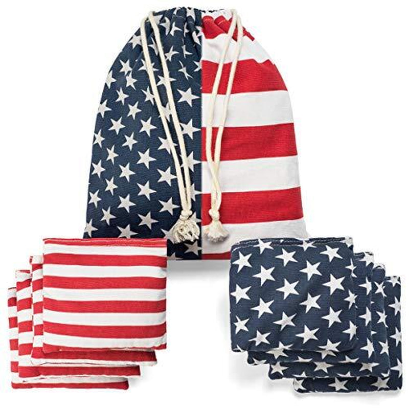 Pro Cornhole Bags Two Sided Star Stripe Set of 8 Regulation Two Sided Bean