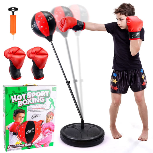 Punching Bag for Kids with Boxing Gloves Adjustable Stand Kids Punching Bag Boxing Bag Set Toy for Child Boys & Girls
