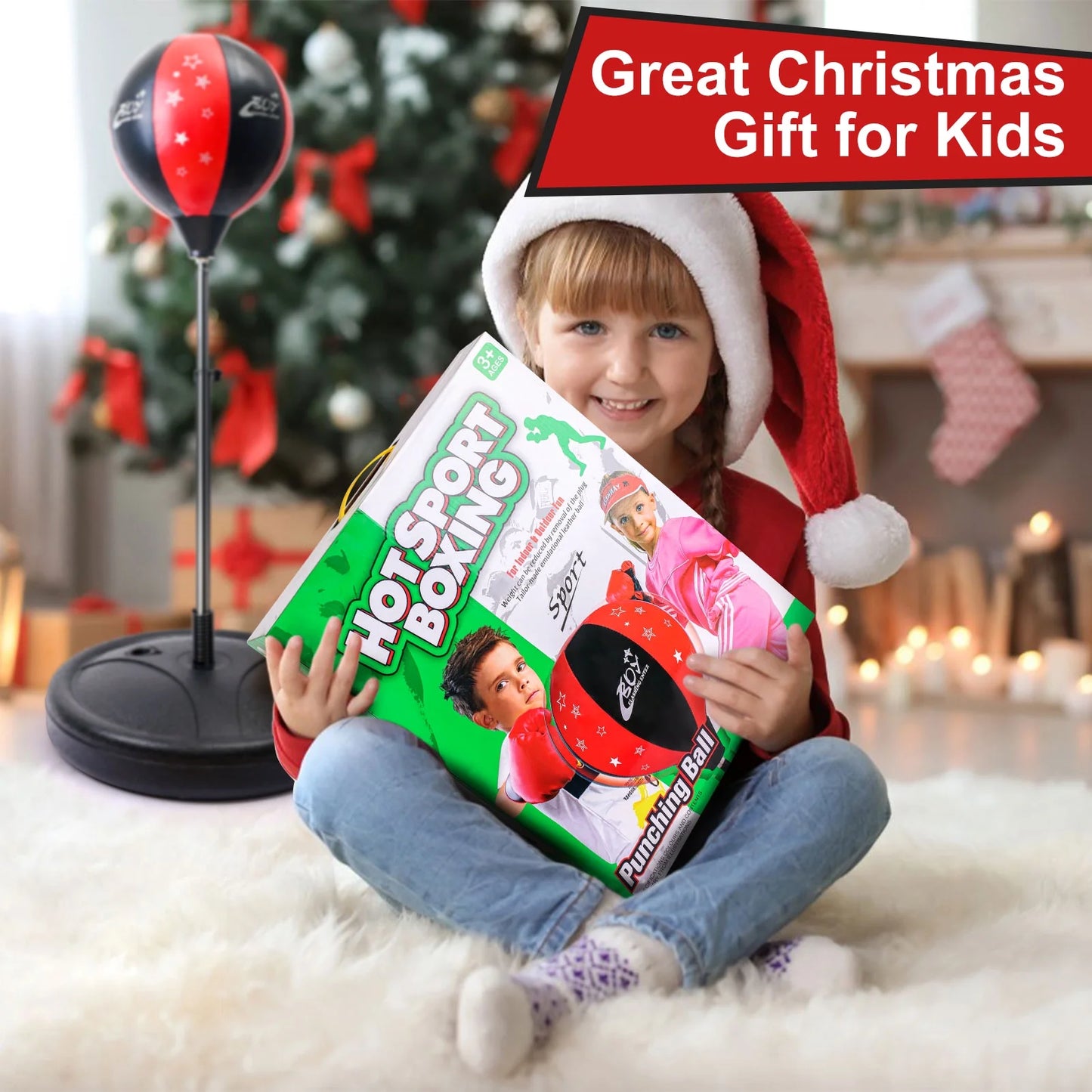 Punching Bag for Kids with Boxing Gloves Adjustable Stand Kids Punching Bag Boxing Bag Set Toy for Child Boys & Girls