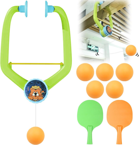Door Ping Pong Game, Adjustable Ping Pong Doorway Game, Door Jam Ping Pong for Kids with Racket and Balls, Portable Hanging Table Tennis, for Training Eye-Hand Coordinatio
