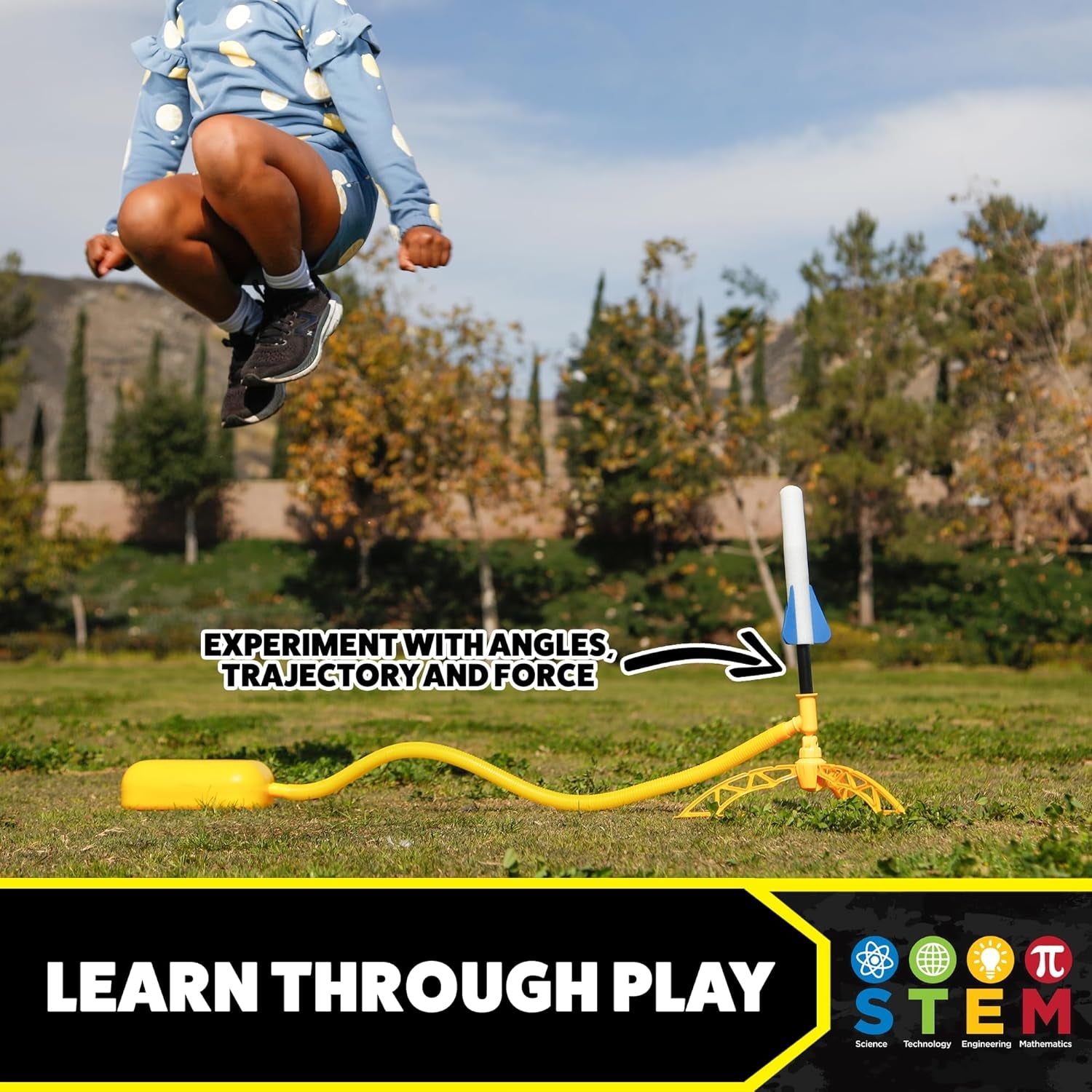 Jr Glow Rocket Launcher for Kids, 7 Rockets - Glow in the Dark Fun Backyard & Outdoor Kids Toys Gifts for Boys & Girls -Toy Soft Foam Blaster Set - Multi-Player Adjustable Launcher Stand