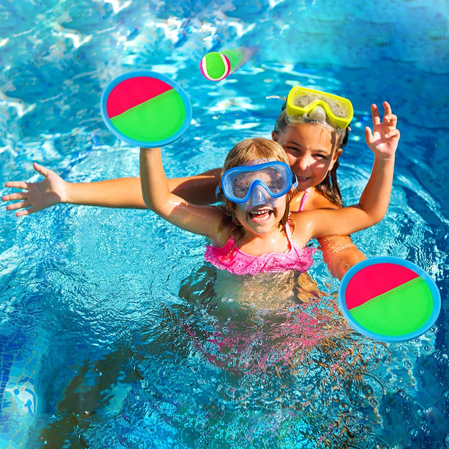 Toss and Catch Paddle Ball Game Outdoor Beach Pool Sand Toys outside Lawn Yard Games for 3 4 5 6 7 8 9 10 11 12 Year Olds Girls Boys Toys Birthday Gift (2 Paddles 2 Balls)