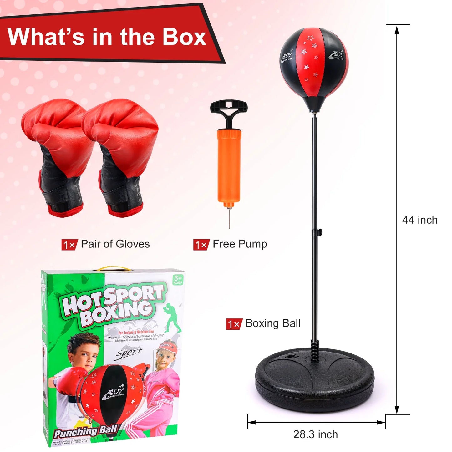 Punching Bag for Kids with Boxing Gloves Adjustable Stand Kids Punching Bag Boxing Bag Set Toy for Child Boys & Girls