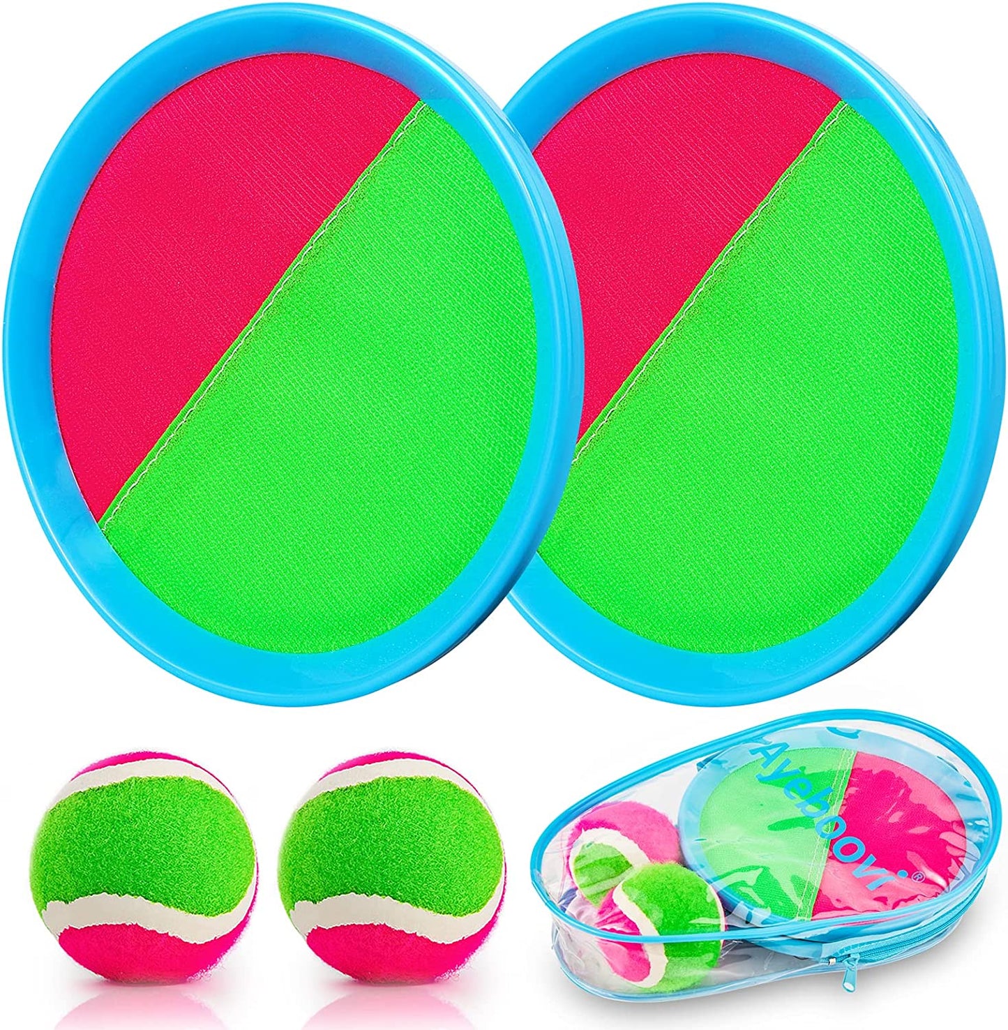 Toss and Catch Paddle Ball Game Outdoor Beach Pool Sand Toys outside Lawn Yard Games for 3 4 5 6 7 8 9 10 11 12 Year Olds Girls Boys Toys Birthday Gift (2 Paddles 2 Balls)