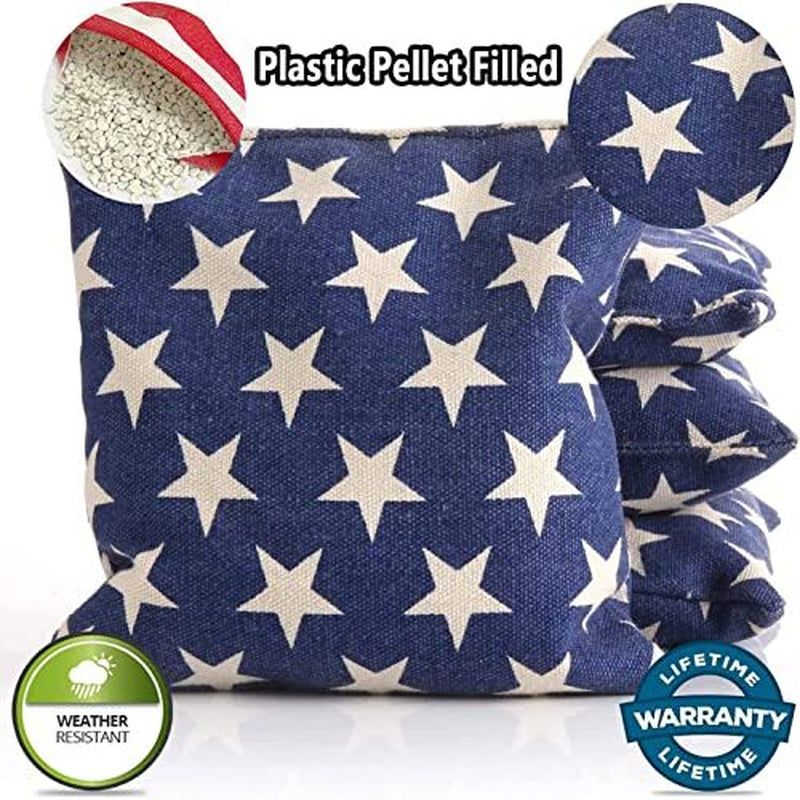 Pro Cornhole Bags Two Sided Star Stripe Set of 8 Regulation Two Sided Bean