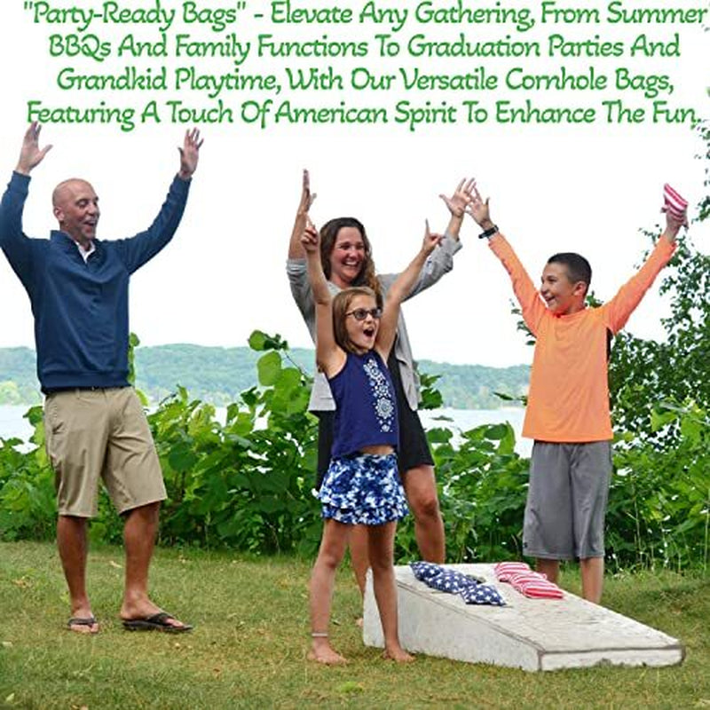 Pro Cornhole Bags Two Sided Star Stripe Set of 8 Regulation Two Sided Bean