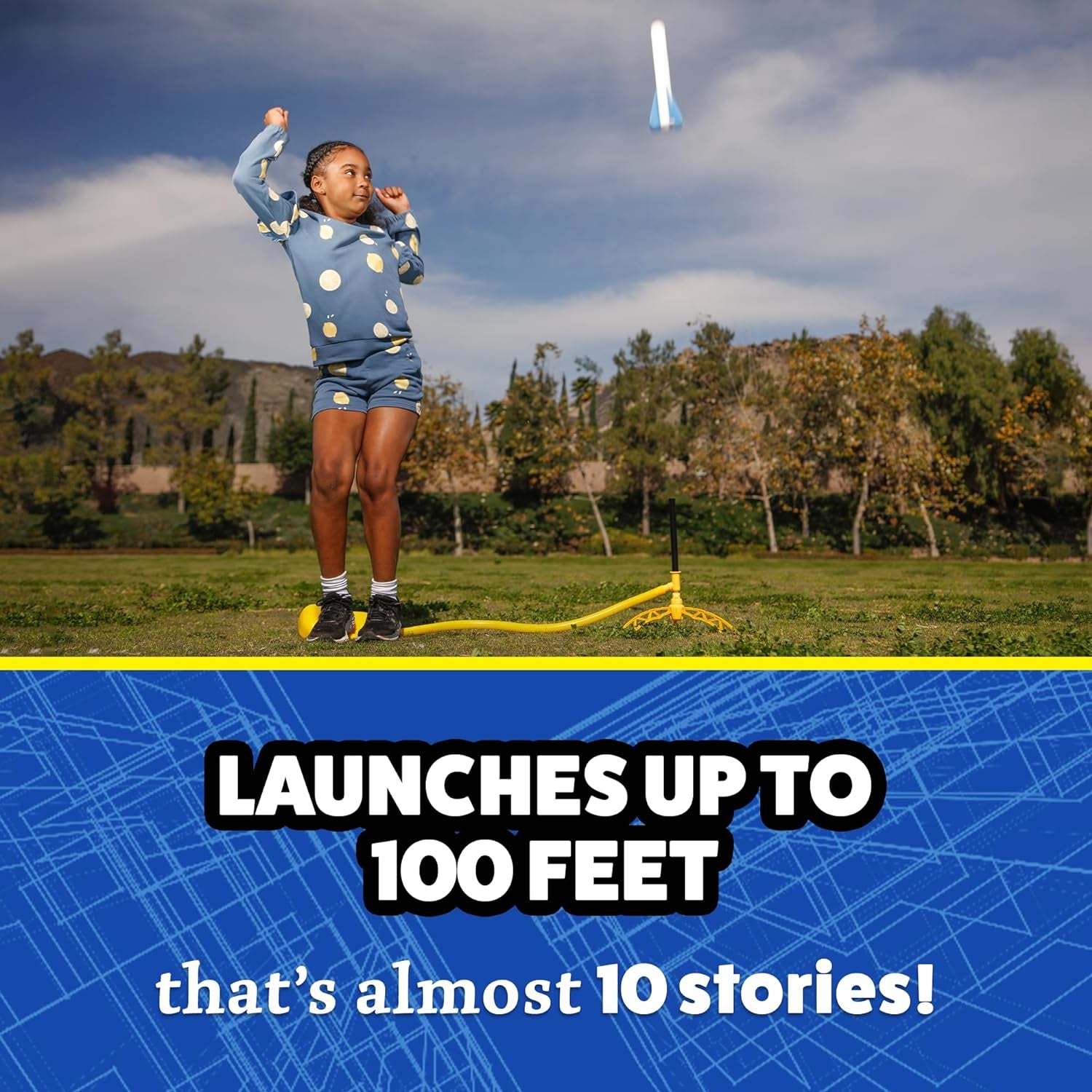 Jr Glow Rocket Launcher for Kids, 7 Rockets - Glow in the Dark Fun Backyard & Outdoor Kids Toys Gifts for Boys & Girls -Toy Soft Foam Blaster Set - Multi-Player Adjustable Launcher Stand